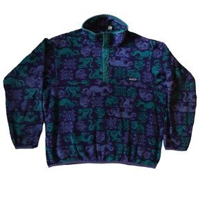 Vintage Patagonia Aztec/Gargoyle Synchilla Snap-T Pullover Size XL  Rare 1992